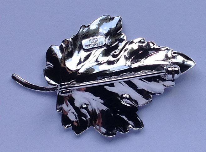 .925 sterling silver leaf brooch